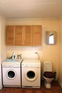 塞济斯菲厄泽Árblik-Home away from home的一间带洗衣机和卫生间的浴室