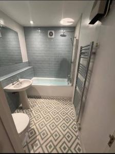 PotterneUnique apartment in stunning Manor house的一间带水槽、卫生间和淋浴的浴室
