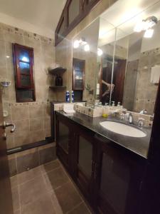 特尔马斯德里奥翁多Chalet Del Lago的一间带水槽和大镜子的浴室