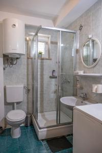 DurovićiDubrovnik Airport Apartment Tea的带淋浴、卫生间和盥洗盆的浴室