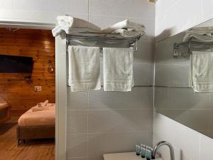 SifsufaPnina BaMarom的浴室设有两条挂在墙上的毛巾