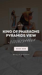 开罗king of pharaohs pyramids view的一种标志,上面写着法老金字塔王在床上的景象