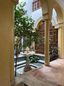 卡萨布兰卡达尔塔拉酒店的一座建筑中带喷泉的庭院