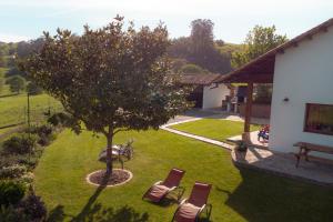 LusaCasa La Serena的享有庭院的空中景色,设有树和椅子