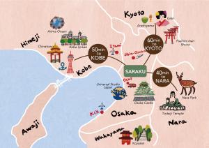 大阪vacation rental SARAKU 茶楽来的拥有景点和地标的korea地图