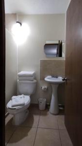 莱昂马特奥斯1215酒店的一间带卫生间和水槽的浴室