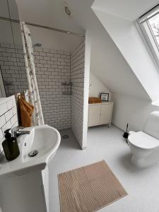 SkibbyNordgården - ferie på landet的浴室配有白色水槽和卫生间。