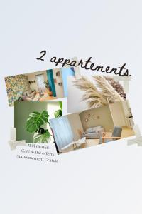 克莱蒙费朗Appartements à thème的拥有元素提示和物体建筑词汇的房间z公寓