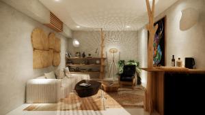 海神庙Oshom Bali的客厅配有沙发和桌子