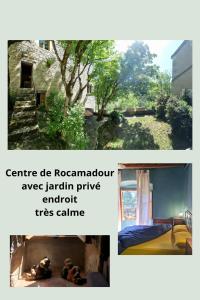 罗卡马杜尔l'Ancienne Ecole de Rocamadour dans le Lot的房屋两张照片的拼贴