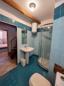 索里普陪塔公寓的浴室配有卫生间、盥洗盆和淋浴。