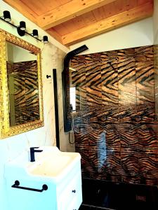 福尔梅洛安格洛迪天堂农家乐的一间带水槽和镜子的浴室