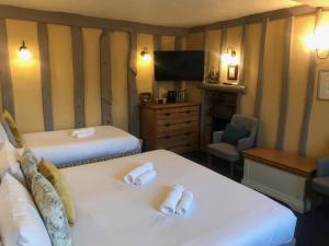 WivenhoeBlack Buoy Inn的酒店客房设有两张床和电视。