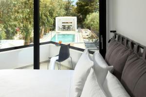 玛利亚MichELe Luxury apartments by Smaris Collection的享有游泳池景致的阳台