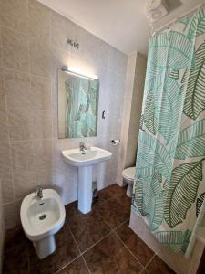 韦斯卡鲁加卡旅馆的一间带水槽和卫生间的浴室