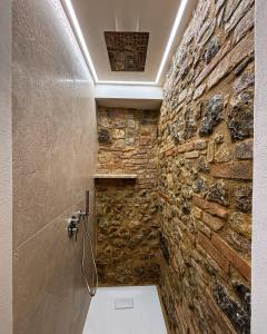 圣吉米纳诺佩德里贝拉维斯塔酒店的一间石墙和淋浴的浴室