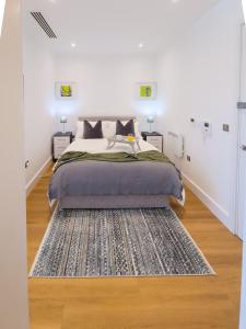 斯劳Captivating 1-Bed Apartment in Slough with Kingbed的一间卧室配有一张床和地毯
