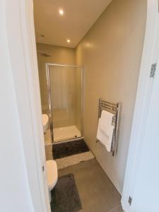 斯劳Captivating 1-Bed Apartment in Slough with Kingbed的浴室配有淋浴间和卫生间。