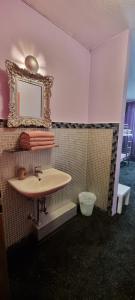 汉堡克茨布德旅馆的浴室设有水槽和墙上的镜子