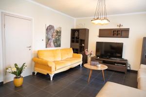 巴尔Apartmani Novkovic的客厅设有黄色沙发和电视