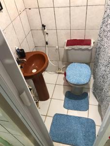 福塔莱萨Traveler gu's room AP compartilhado的一间带卫生间和水槽的小浴室