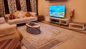 沙迦CITYSCAPE RETREAT的带沙发和平面电视的客厅