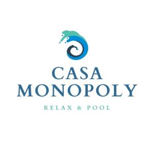莫诺波利Casa Monopoly的用于放松和游泳池的casa monocopus标志