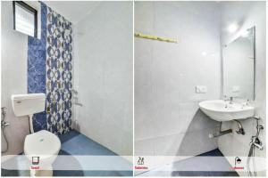 卡兰古特Ocean Wave - Calangute的浴室的两张照片,配有卫生间和水槽