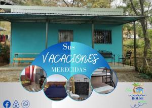 瓜纳卡斯特Tranquilo, WIFI y cerca de playas, ArLiz House的蓝色房子,带ms vazquez疗法