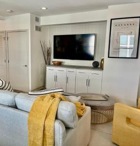 特伦顿Modern Fully Renovated Suite & Loft in Downtown Trenton的带沙发和电视的客厅