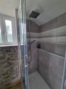 TresanaRosa di sera的浴室里设有玻璃门淋浴
