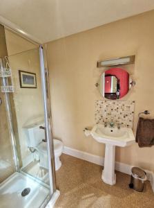 埃尔金The Pines Guest House的浴室配有卫生间、盥洗盆和淋浴。