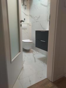 布雷拉Punta Rata apartment的白色的浴室设有卫生间和水槽。
