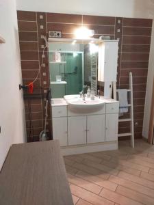 卡斯塔涅托卡尔杜奇Mini appartamento in campagna的一间带水槽和镜子的浴室