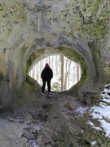 Apfelbluete und Paradies的一个人在雪地中穿过隧道