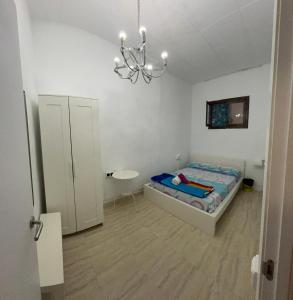 巴塞罗那SAN Rafael的一间带一张床和吊灯的小卧室