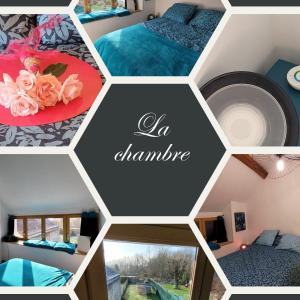 GuérardL'Ancienne Vannerie, Disney,Parrot的蓝色和粉红色卧室的照片拼贴
