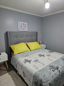 拉塞雷纳Departamento Puertas del Mar的一间卧室配有一张带黄色枕头的床