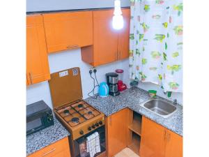 KisiiCH Deluxe Apartments Kisii的小厨房配有炉灶和水槽