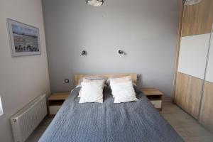 PogórzeApartament Kapitański的一间卧室配有带2个枕头的床