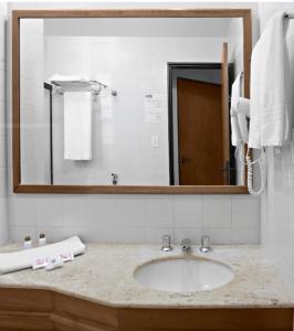 里贝朗普雷托Flat Bassano Vaccarini的一间带水槽和大镜子的浴室