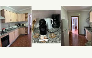 扎哈拉Casa la Torre的带台面的厨房的两张照片