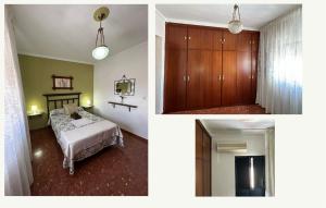 扎哈拉Casa la Torre的卧室两张照片,配有一张床和一个橱柜