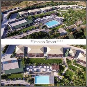KhróniaElimnion Resort的两幅带游泳池的豪宅照片
