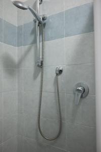 罗韦雷托Ostello Città di Rovereto的浴室内配有淋浴和头顶淋浴