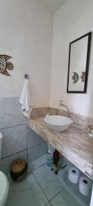 皮帕Pelados Beach Hostel的一间带水槽和卫生间的浴室