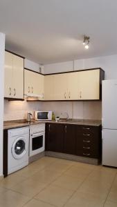 阿雷西费Piso Arrecife Centro的厨房配有白色冰箱和洗碗机。