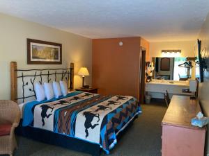 尤里卡斯普林斯Country Mountain Inn的一间酒店客房 - 带一张床和一间浴室