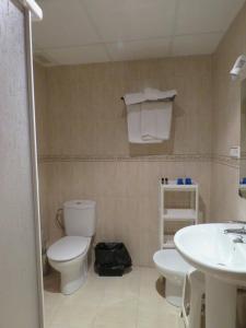 西利亚阿兰酒店的一间带卫生间和水槽的浴室