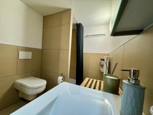 皮奥塔Michels Haus的一间带卫生间和水槽的小浴室